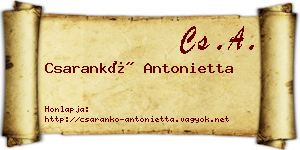 Csarankó Antonietta névjegykártya
